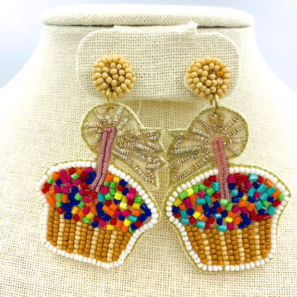 Cupcake Seed Bead Earrings