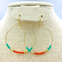 Beaded Dangle Hoop Earrings - Style 1