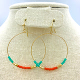 Beaded Dangle Hoop Earrings - Style 1