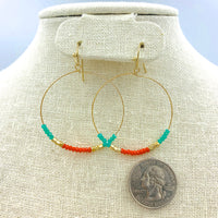 Beaded Dangle Hoop Earrings - Style 1