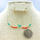 Beaded Dangle Hoop Earrings - Style 1