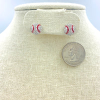 Color Coated Rhinestone Baseball Stud Earrings