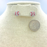 Color Coated Rhinestone Baseball Stud Earrings