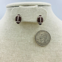 Color Coated Rhinestone Football Stud Earrings (0.33x0.55in)