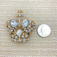 Royal Crown w/ Cross Top Pin Brooch - 10 Colors Available (06626)(2x2in)