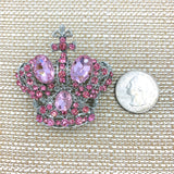 Royal Crown w/ Cross Top Pin Brooch - 10 Colors Available (06626)(2x2in)