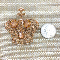 Royal Crown w/ Cross Top Pin Brooch - 10 Colors Available (06626)(2x2in)