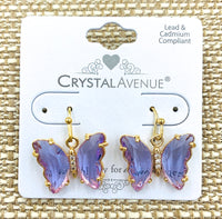 Glass Butterfly Dangle Earrings - Available in 5 Colors