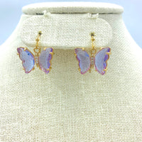 Glass Butterfly Dangle Earrings - Available in 5 Colors