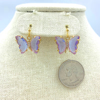 Glass Butterfly Dangle Earrings - Available in 5 Colors