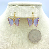 Glass Butterfly Dangle Earrings - Available in 5 Colors