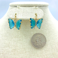 Glass Butterfly Dangle Earrings - Available in 5 Colors