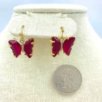 Glass Butterfly Dangle Earrings - Available in 5 Colors