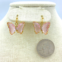 Glass Butterfly Dangle Earrings - Available in 5 Colors