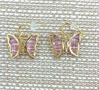Glass Butterfly Dangle Earrings - Available in 5 Colors