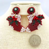 Christmas Stocking Seed Bead Earrings
