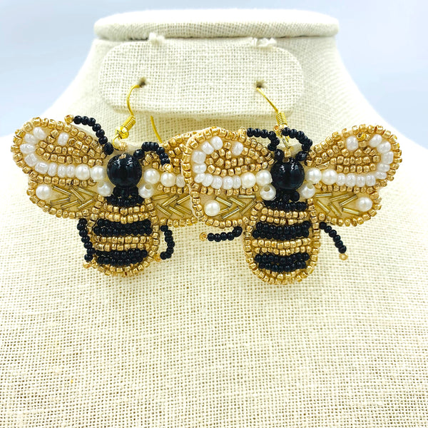Bumblebee Seed Bead Earrings - Style 2