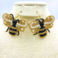 Bumblebee Seed Bead Earrings - Style 2