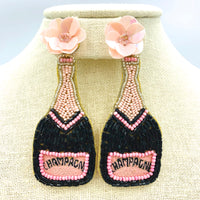Champagne Bottle Seed Bead Earrings