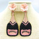 Champagne Bottle Seed Bead Earrings