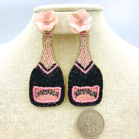 Champagne Bottle Seed Bead Earrings