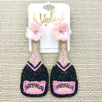 Champagne Bottle Seed Bead Earrings