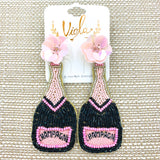Champagne Bottle Seed Bead Earrings
