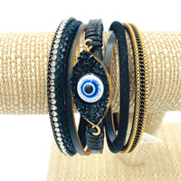 Evil Eye Magnetic Clasp Bracelet, Style 2 - Available in 2 Colors