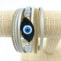Evil Eye Magnetic Clasp Bracelet, Style 2 - Available in 2 Colors