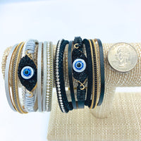 Evil Eye Magnetic Clasp Bracelet, Style 2 - Available in 2 Colors