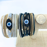 Evil Eye Magnetic Clasp Bracelet, Style 2 - Available in 2 Colors