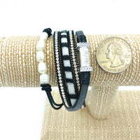 Zebra Print w/ Pearls Magnetic Clasp Bracelet