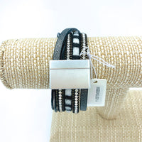Zebra Print w/ Pearls Magnetic Clasp Bracelet