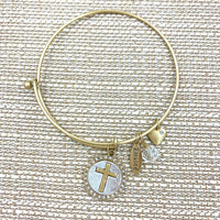 Circle Cross Charm Bangle Bracelet