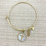 Circle Cross Charm Bangle Bracelet
