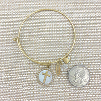 Circle Cross Charm Bangle Bracelet