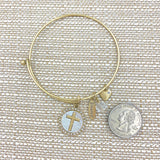 Circle Cross Charm Bangle Bracelet