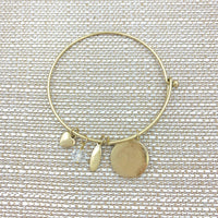 Circle Cross Charm Bangle Bracelet