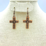 Rose Gold Western Cross Earrings