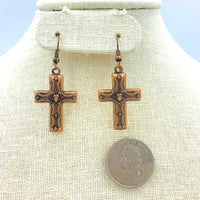 Rose Gold Western Cross Earrings