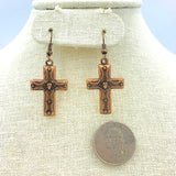 Rose Gold Western Cross Earrings