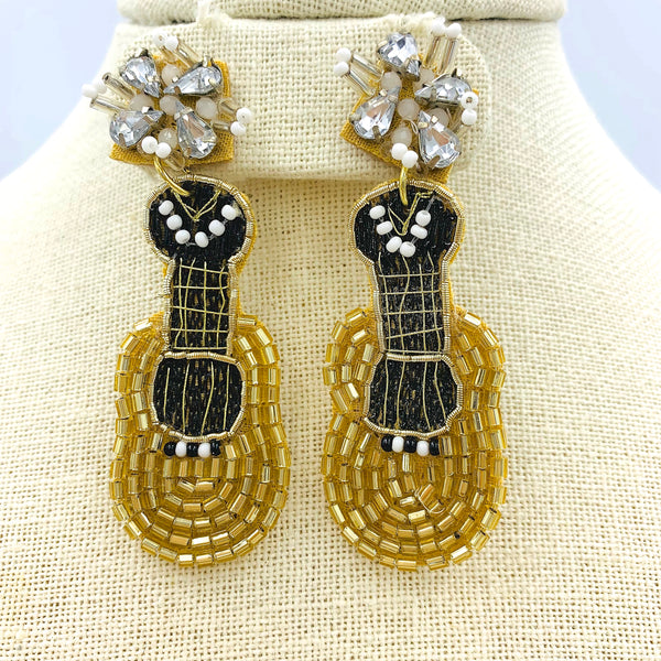 Guitar Seed Bead Earrings