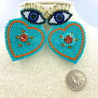 Evil Eye Seed Bead Earrings Style 2