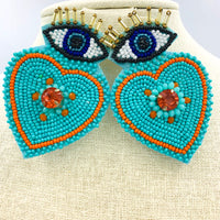 Evil Eye Seed Bead Earrings Style 2