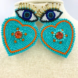 Evil Eye Seed Bead Earrings Style 2