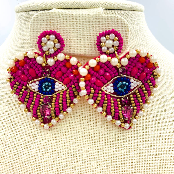 Evil Eye Seed Bead Earrings Style 3