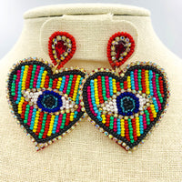 Evil Eye Seed Bead Earrings Style 4