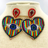Evil Eye Seed Bead Earrings Style 4