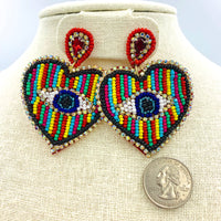 Evil Eye Seed Bead Earrings Style 4
