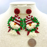 Gnome Christmas Seed Bead Earrings - Style 1